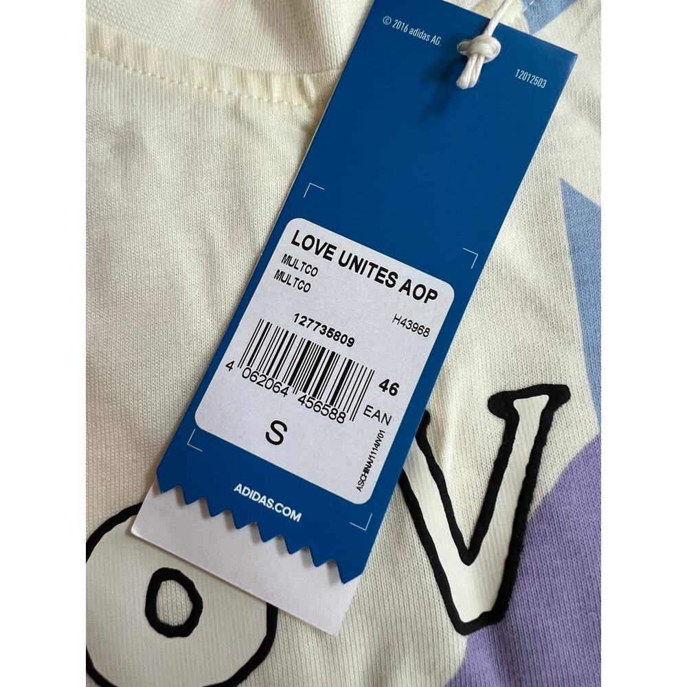 Adidas Love Unites AOP Multicolor T-Shirt H43968 Men’s Size S NWT - Picture 14 of 16